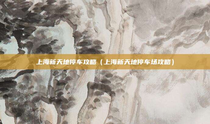 上海新天地停车攻略（上海新天地停车场攻略）