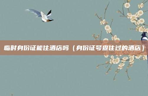临时身份证能住酒店吗(身份证号查住过的酒店)