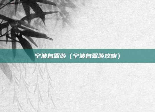 宁波自驾游(宁波自驾游攻略)