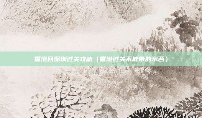 香港回深圳过关攻略(香港过关不能带的东西)